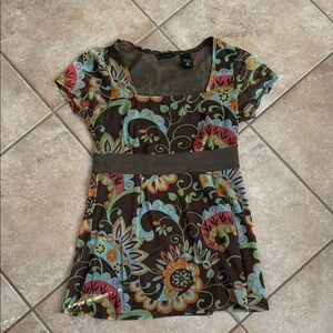 New York & Company Multicolor Floral Blouse